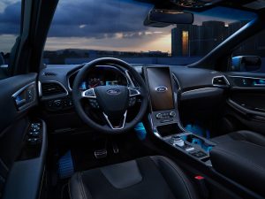 2022 Ford Edge Titanium interior features at night 